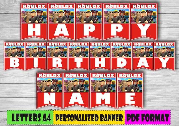 Digital Roblox Personalized Birthday Banner Printable Roblox Decoration Roblox Birthday Party Decoration Roblox Children Party - roblox candy wrapper etsy