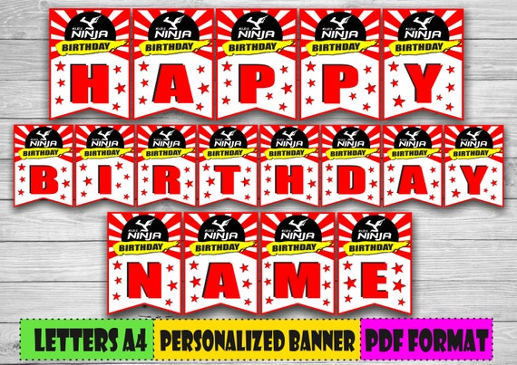 Digital Ninja Personalized Banner Personalized Ninja Birthday Banner Printable Ninja Birthday Party Decoration Ninja Decor