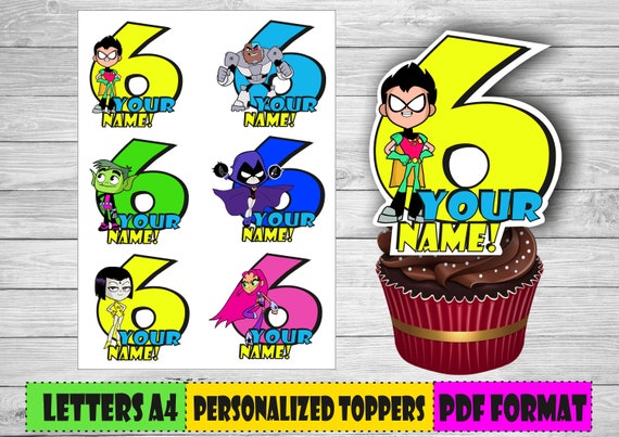Digital Item Teen Titans Personalized Toppers Teen Titans Go Party Decoration Printable Teen Titans Go Cupcake Toppers - a4 roblox edible icing cake topper personalised