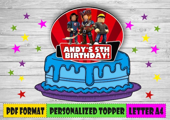 Digital Roblox Personalized Topper Roblox Cake Topper Roblox Etsy - svg free roblox cake topper printable