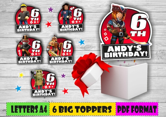 Digital Roblox Big Personalized Toppers Printable Roblox Senterprises Roblox Birthday Decoration Roblox Party Decoration - roblox t shirt target losos