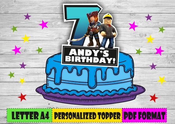 Digital Roblox Personalized Cake Topper Roblox Printable Etsy - girls roblox cake in 2019 roblox birthday cake roblox