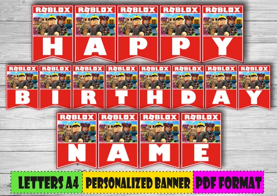 Digital Roblox Personalized Birthday Banner Printable Roblox Etsy - roblox iron on transfer design digital file custom digital
