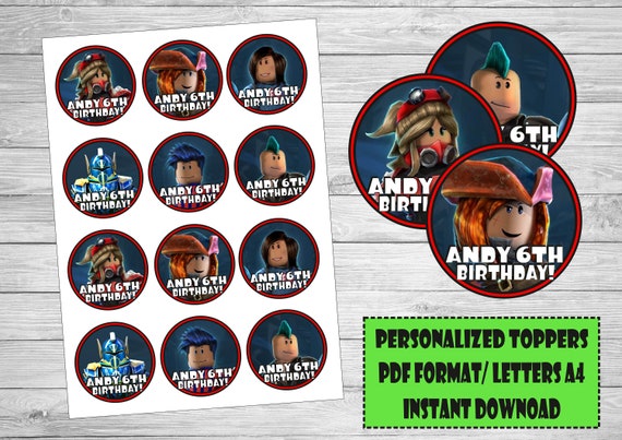 Digital Roblox Personalized Birthday Toppers Roblox Party Etsy - how to change your birthday on roblox under 13 2020