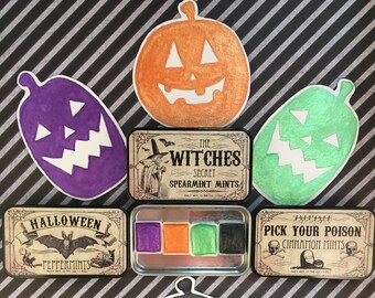 Halloween Spooky Palette ~ Handmade Watercolor Mica Set ~ Shimmer Paint of 4 Half Pans