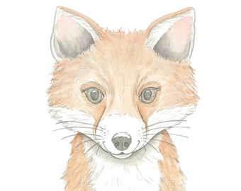 Felix the Fox Watercolor Fox Painting Woodland Animal Decor