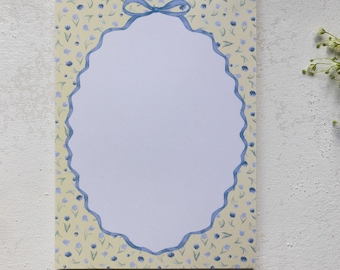Cottage Core Butter Yellow Notepad, Floral Watercolor Flowers, Grocery List, To Do List Stationery