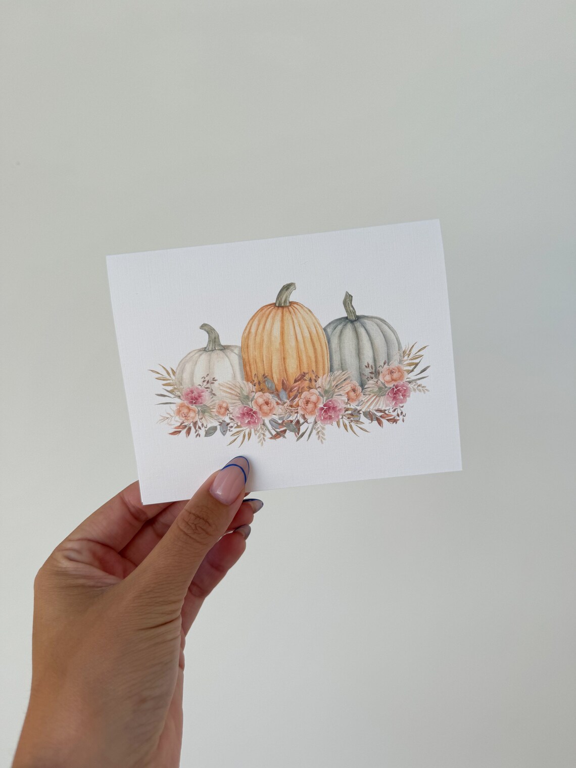 Fall Pumpkins Note Card Set Watercolor Flowers Fall Stationery - Etsy