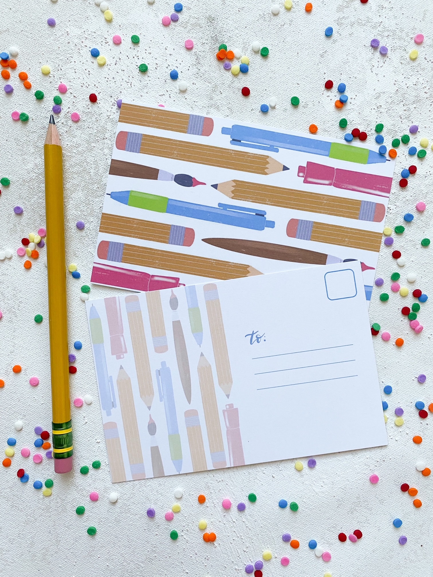 School Postcards Back to School Pencils Teacher Stationery Teacher Gift ...