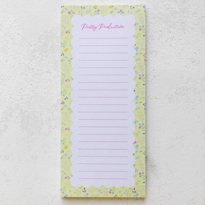 Summery cottage core list notepad, Floral patterned stationery, Watercolor flowers organizational to do list