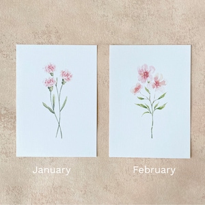 Watercolor Birth Month Flower Prints Floral Garden Collage