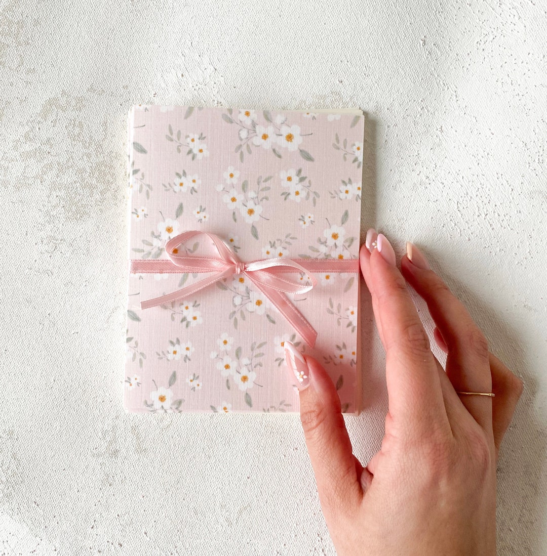 Daisy Floral Spring Flowers Light Pink Note Card Set of 5 Stationery - Etsy