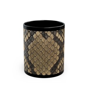 Snake Skin Print Mug | Animal Print Black Ceramic Coffee Cup