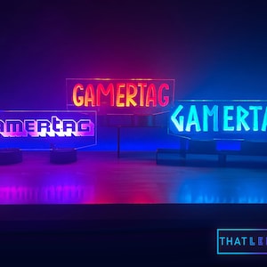 Custom Gamertag Dual Base LED For Streamers, Gamers, and Groomsman Gifts image 1