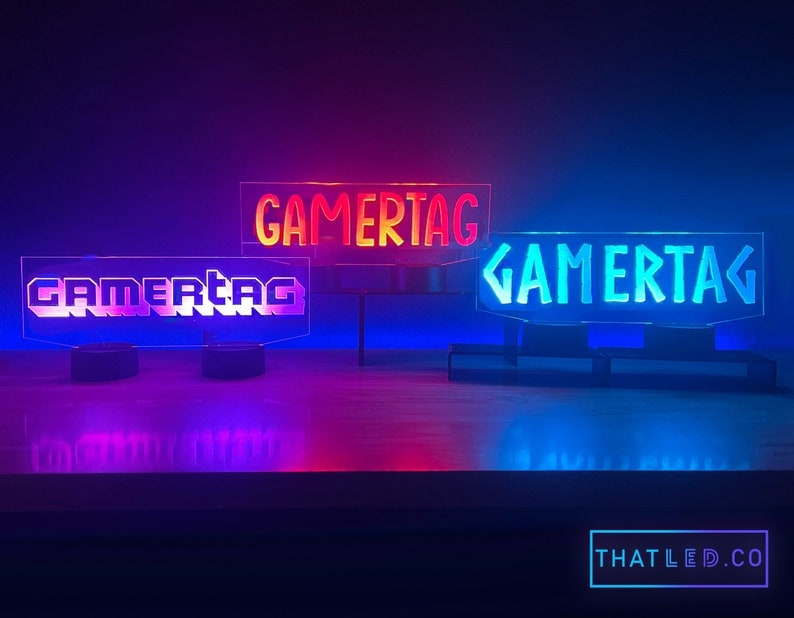 Custom Gamertag Dual Base LED For Streamers, Gamers, and Groomsman Gifts image 1