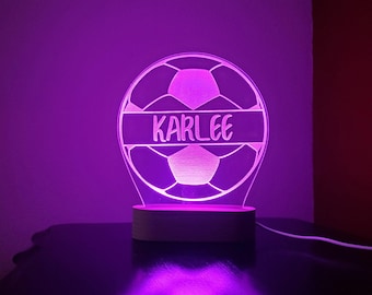 Personlig fotbollsbarnsnamnsskylt med LED-ljus - Perfekt för nattlampor, utmärkelser, julklappar, födelsedagspresenter och lagpresenter