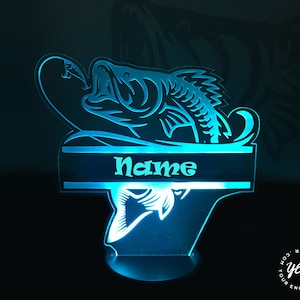 Name des Kindes - Fisch-Design - LED mit individueller Hintergrundbeleuchtung