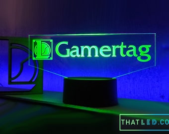 Anpassad MOBA-inspirerad LED-lampa med enkel bas och gamertag - För streamers och gamers