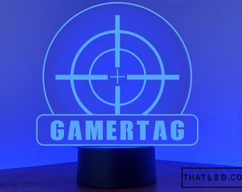 Crosshairs LED Sign w/ Custom Gamertag - Great Gift For Gamers and Streamers