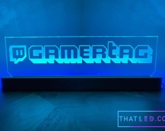 Stor anpassad Gamertag LED-skylt med fantastisk träbas - För streamers och gamers