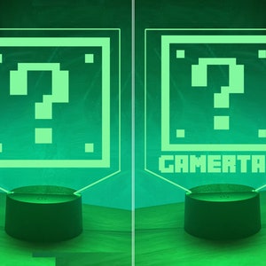Classic Video Game Inspired LED Light - Question Box - Personalize it - Great Gift for Gamers, Geeks, and Streamers