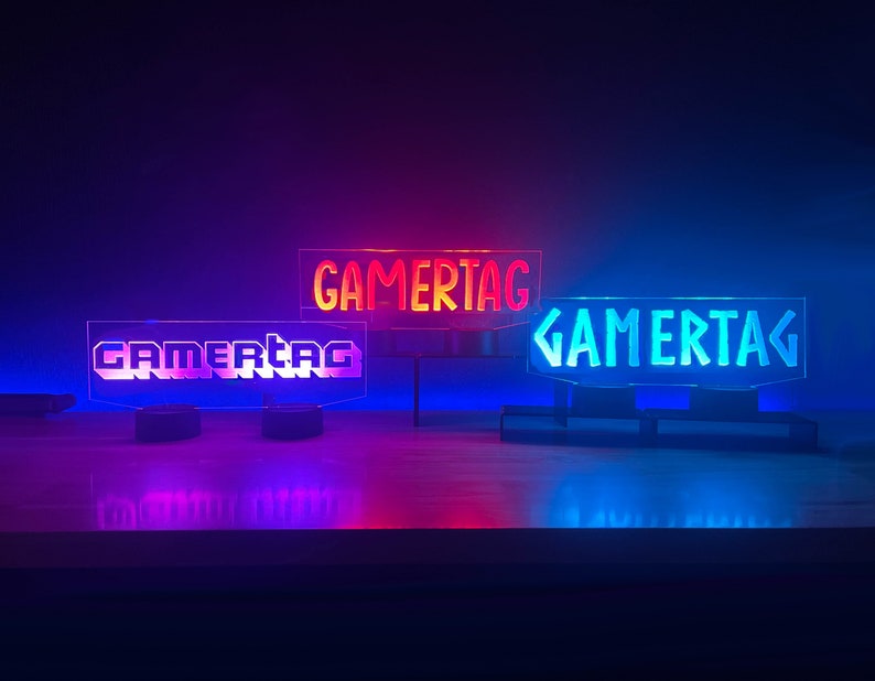 Custom Gamertag Dual Base LED - For Streamers, Gamers, and Groomsman Gifts 