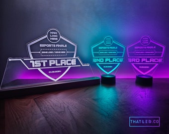 eSports LED Trophy Set - Great for teams, competitions, and tournaments!  Any game, any event! Fully Custom!