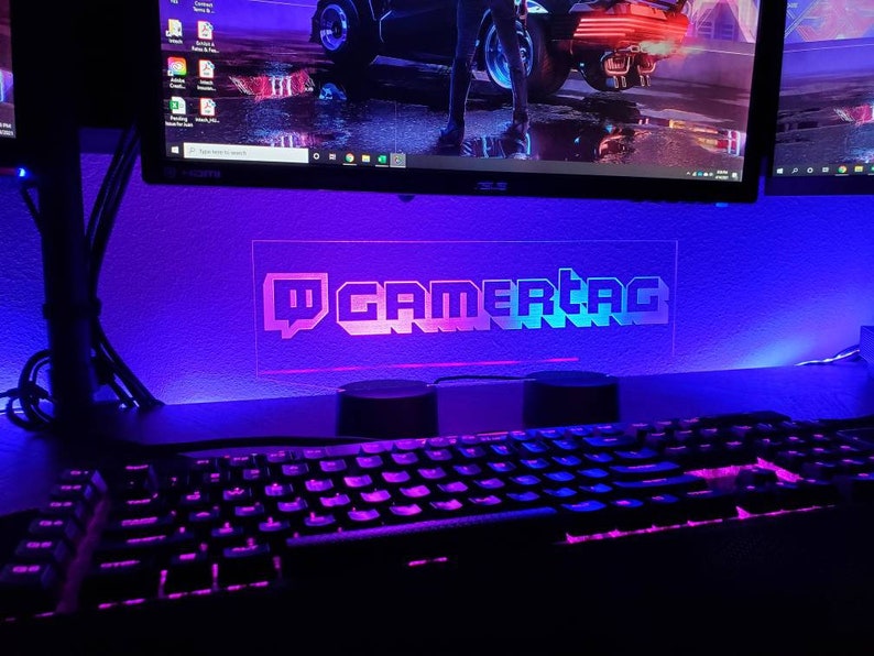 Custom Gamertag Dual Base LED For Streamers, Gamers, and Groomsman Gifts image 3