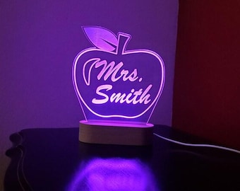 Anpassad Apple LED-skylt för lärare – Personlig klassrumsdekoration