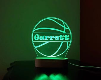 Personlig basketbollsskylt med LED-namn för barn - Perfekt för nattlampor, utmärkelser, julklappar, födelsedagspresenter och lagpresenter