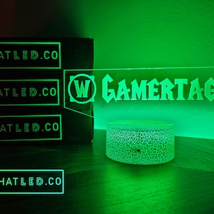 Custom MMORPG Classic Game Inspired with White Crackle Base LED with Gamertag - For Streamers and Gamers