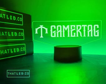 Anpassad ny RPG-inspirerad LED-lampa med enkel bas och gamertag - För streamers och gamers