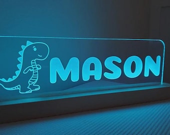 Personlig Dinosaurie LED Nattlampa - Barnens Namnskylt