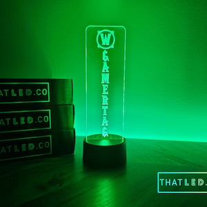 Custom Vertical MMORPG Classic Game Inspired Single Base LED with Gamertag - For Streamers and Gamers