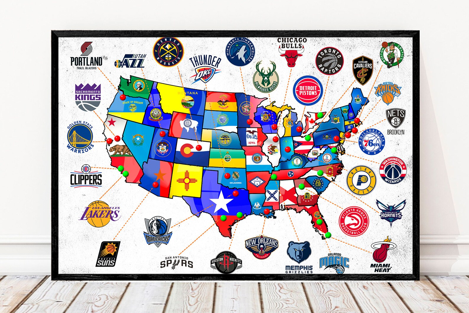 NBA teams nba poster basketball poster nba art toronto Etsy