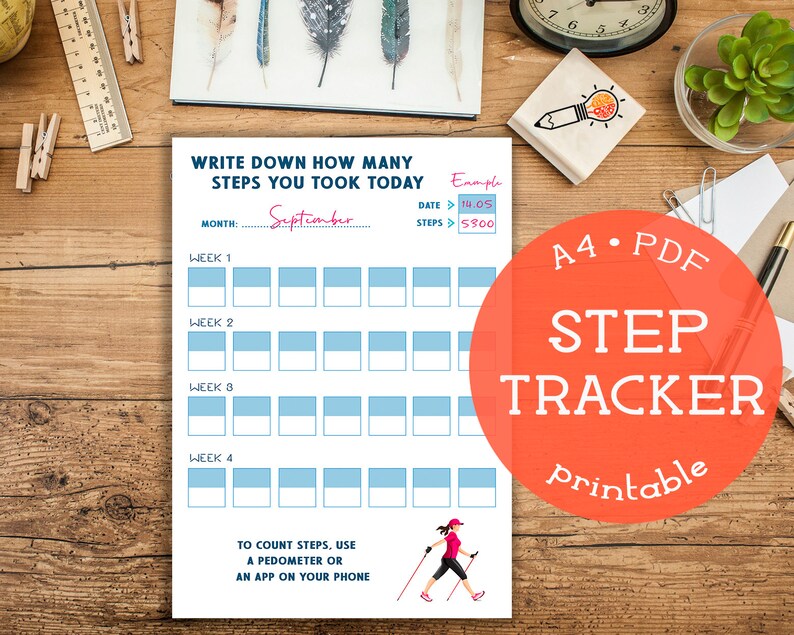 Step tracker steps planner pedometer step fitness planner Etsy