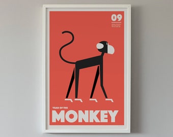 Chinese Zodiac Monkey Print