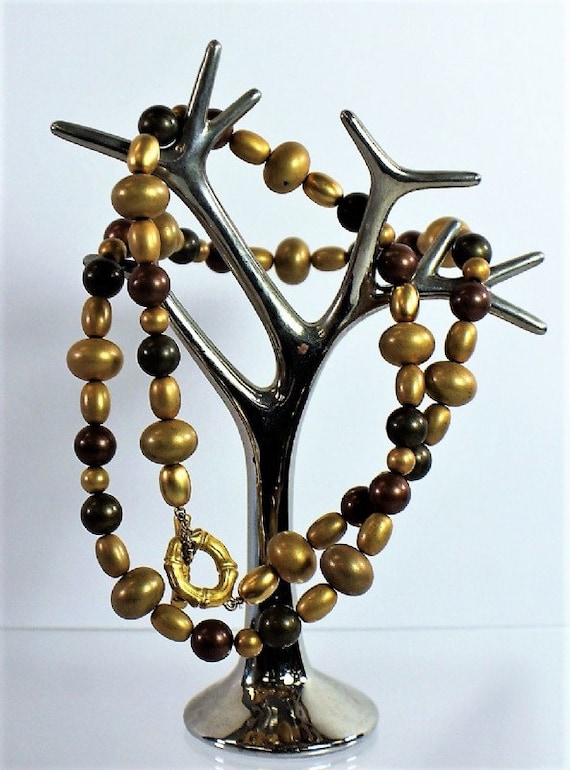 Givenchy Bronze and Gold Beaded Necklace, 1970s - image 1