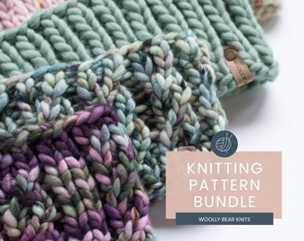 KNITTING PATTERN BUNDLE: 4 Knitting Pattern Bundle, Easy Knit Headband Patterns, Easy Super Bulky Weight Yarn Ear Warmer Knitting Patterns