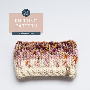 KNITTING PATTERN: Sunrise Headband, Easy Fair Isle Knit Headband Pattern, Easy Super Bulky Weight Yarn Ear Warmer Knitting Pattern