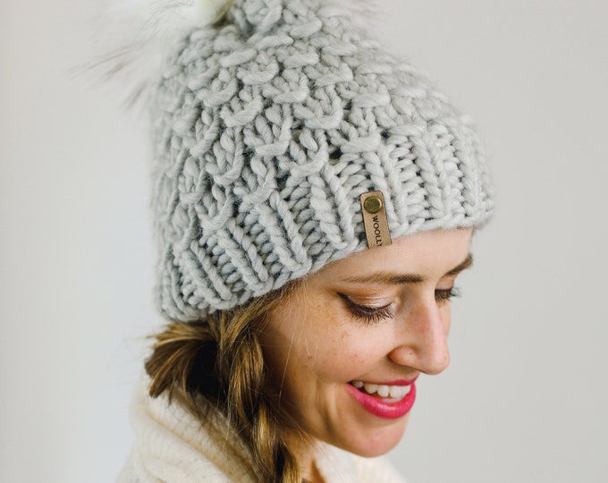 Winterfell Beanie Ski Beanie 100% Merino Wool Hat Hand Knit Pink Toque Chunky Ski Toque