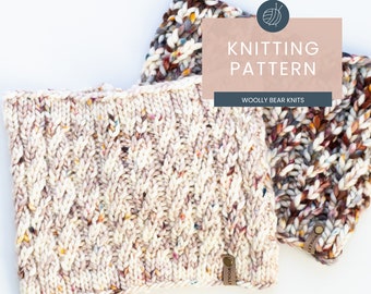 KNITTING PATTERN: Spinnaker Cowl | Cable Knit Cowl Pattern | Easy Super Bulky Yarn, Bulky Yarn Knitting Pattern