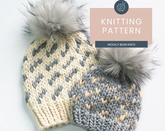 KNITTING PATTERN: Migrations Beanie, Easy Fair Isle Knit Hat Pattern, Easy Super Bulky and Bulky Weight Yarn Hat Knitting Pattern