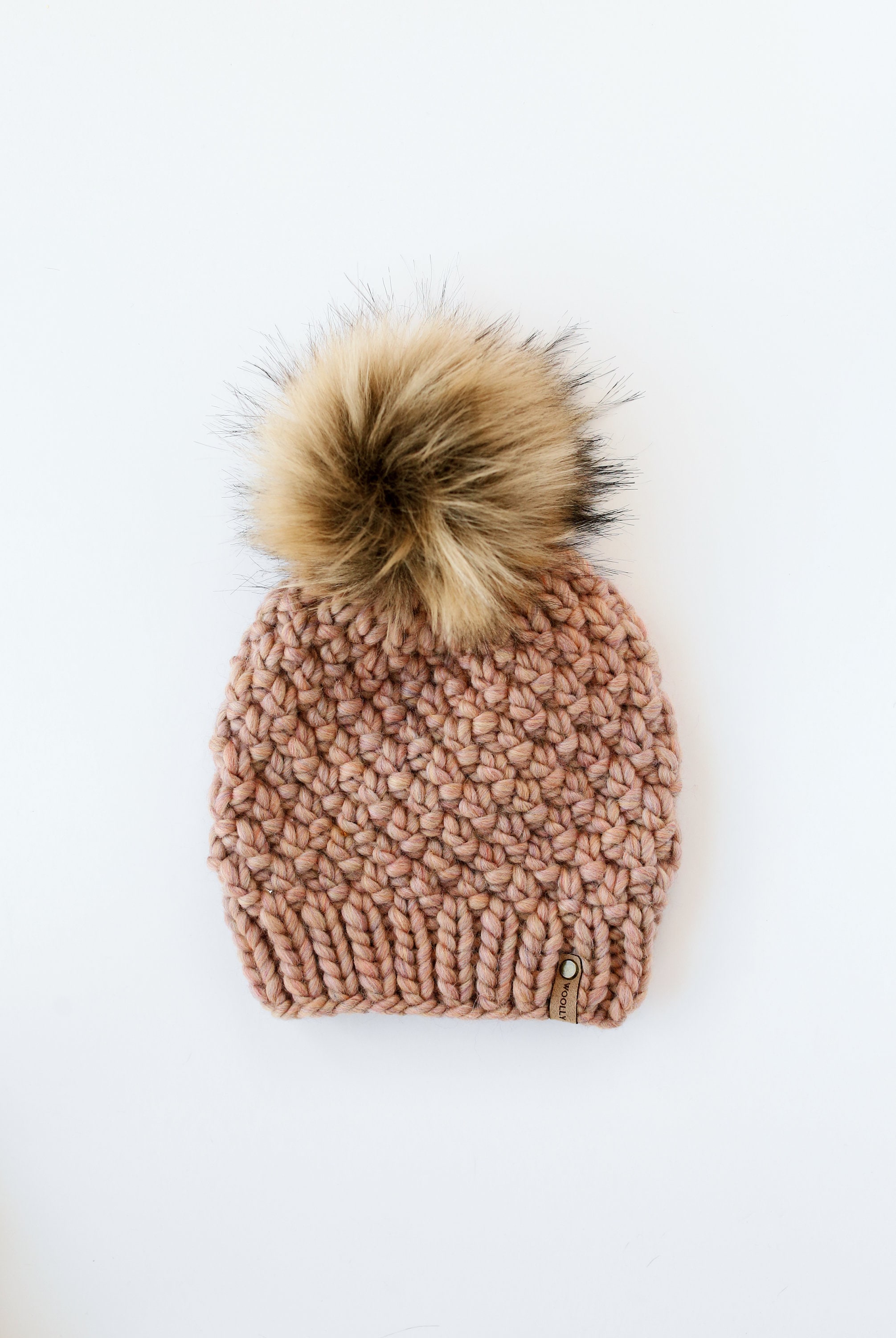 Blush Pink Peruvian Wool Knit Hat With 