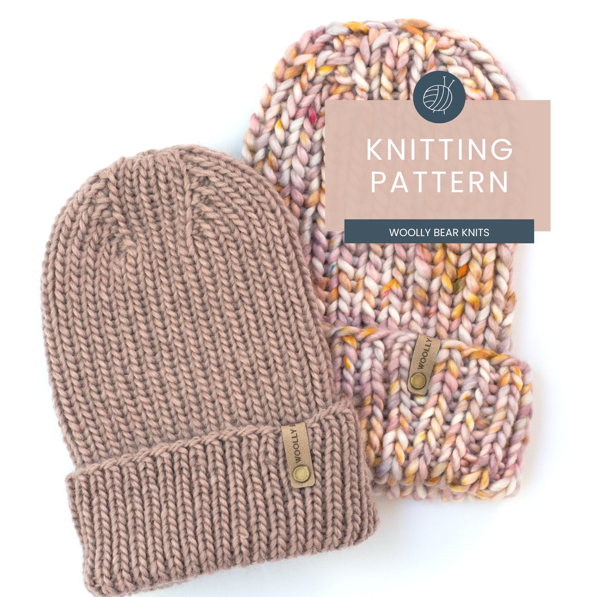 The Oaklynn Beanie Knitting Pattern Instant PDF Digital Download Knit Knits  Knitted Winter Hat Maker Light Bulky Option Yarn Cap 