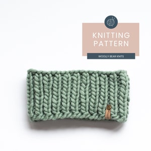 BREIPATROON: Wildwood-hoofdband, eenvoudig geribbeld hoofdbandpatroon, eenvoudig super volumineus garen oorwarmer breipatroon