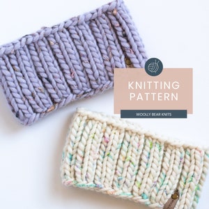 BREIPATROON: Loppet-hoofdband, eenvoudig geribbeld hoofdbandpatroon, eenvoudig super volumineus garen oorwarmer breipatroon