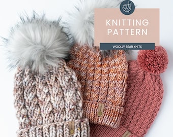 KNITTING PATTERN: Spinnaker Beanie | Cable Knit Hat Pattern | Easy Super Bulky, Bulky, Aran, Worsted Yarn Knitting Pattern | Folded Brim Hat