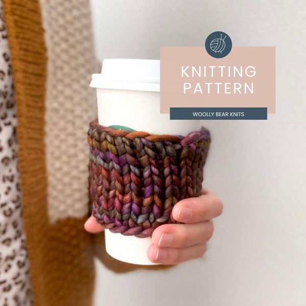 Strickanleitung: Scrap Yarn Coffee Cozy Pattern | Kaffee Ärmel Muster gestrickt