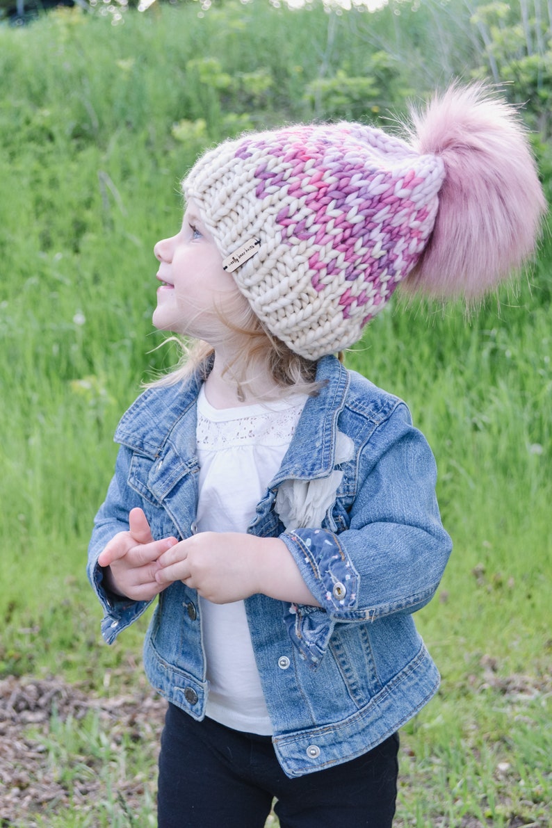 KNITTING PATTERN: Sunrise Hat in 5 Sizes Easy Fair Isle Knit Hat Pattern Super Bulky Yarn Scrap Yarn Pattern Ombre Knitting Pattern image 2